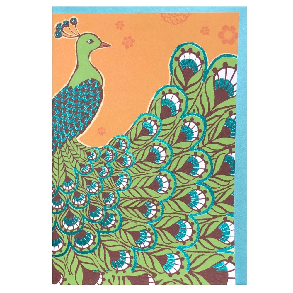 Hallmark Single (1) Peacock Foil Embellished Blank Card (LNL2122)